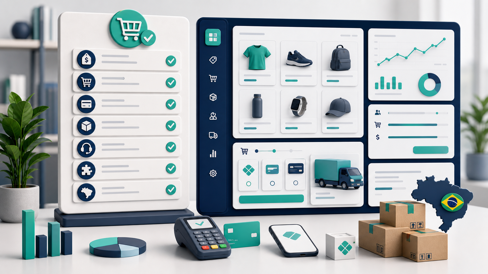 Critérios para escolher uma alternativa de ecommerce no Brasil, com checkout, pagamentos, produtos e analytics